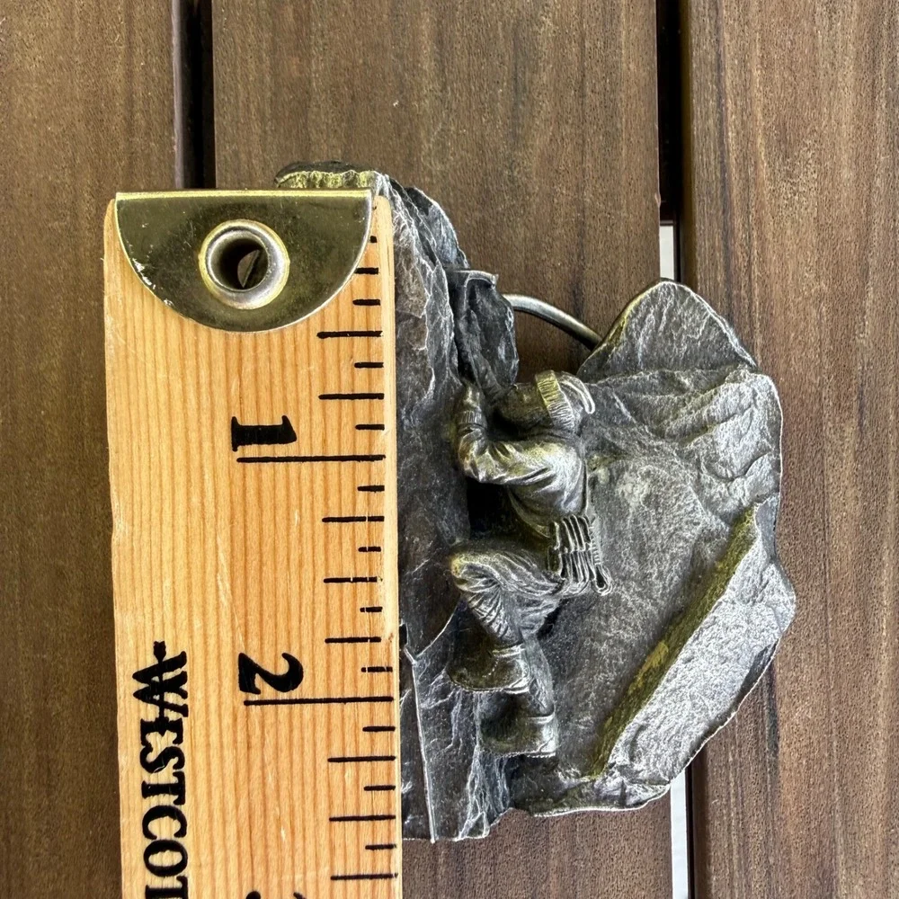 Vintage 1980 Bergamo Brass Works Rock Climber Belt Buckle X-85 Made in USA